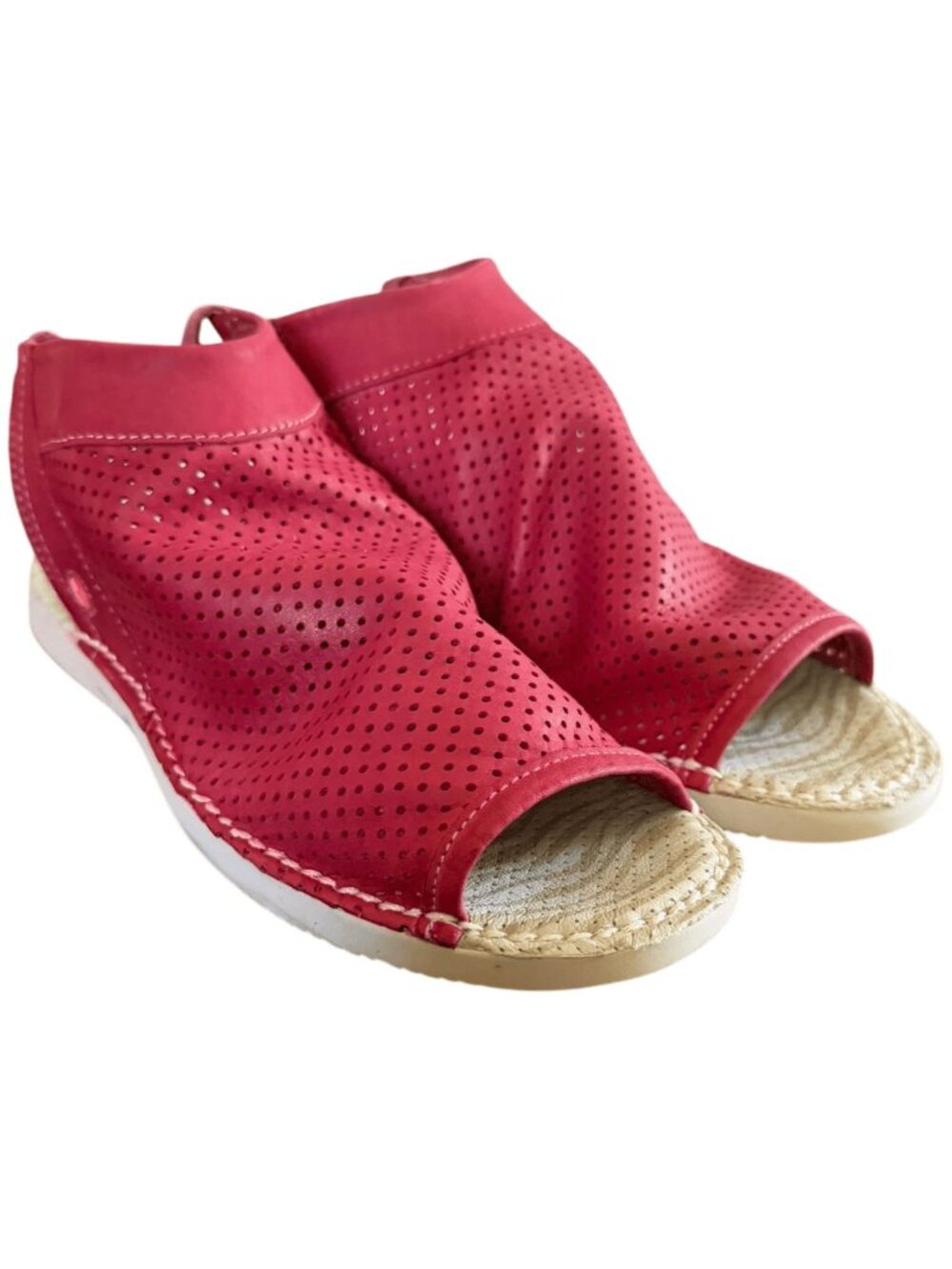 Softinos Happy Feet Leather Tie Back Sandals Red Sz 38